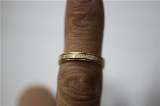 A George III 22ct gold ans white enamel mourning band